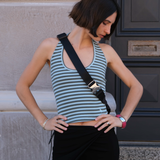 Stretch Halter in Aqua Stripe