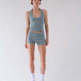 Stretch Halter in Aqua Stripe
