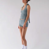 Stretch Halter in Aqua Stripe