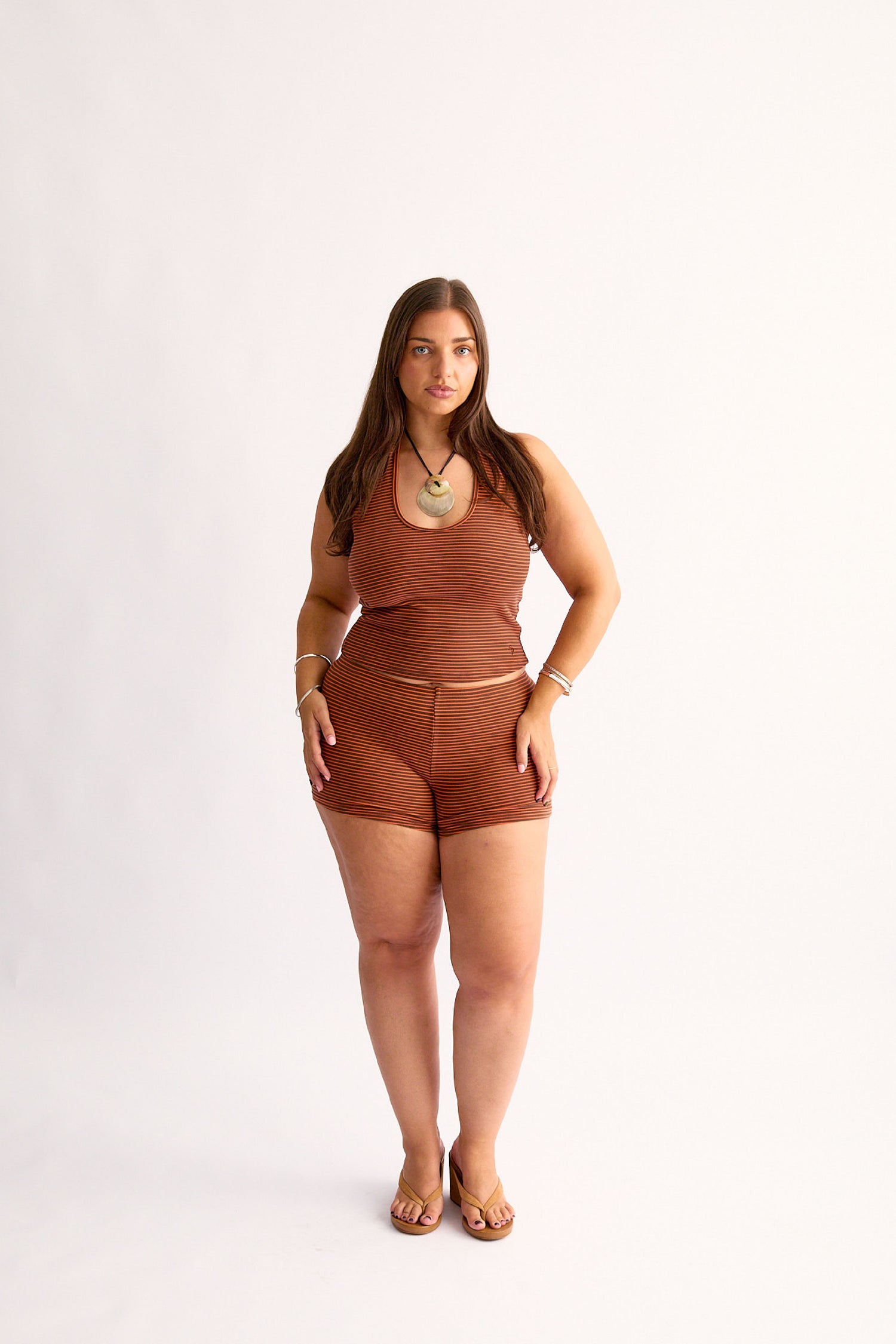 Stretch Shorts in Umber Stripe
