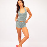 Stretch Shorts in Aqua Stripe